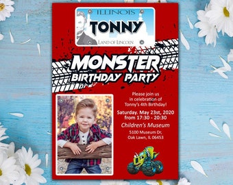Monster Truck Birthday Party Invitation, Birthday Invite for Boys, Birthday Printable Digital Invite,Monster Truck Birthday Invite for Kids