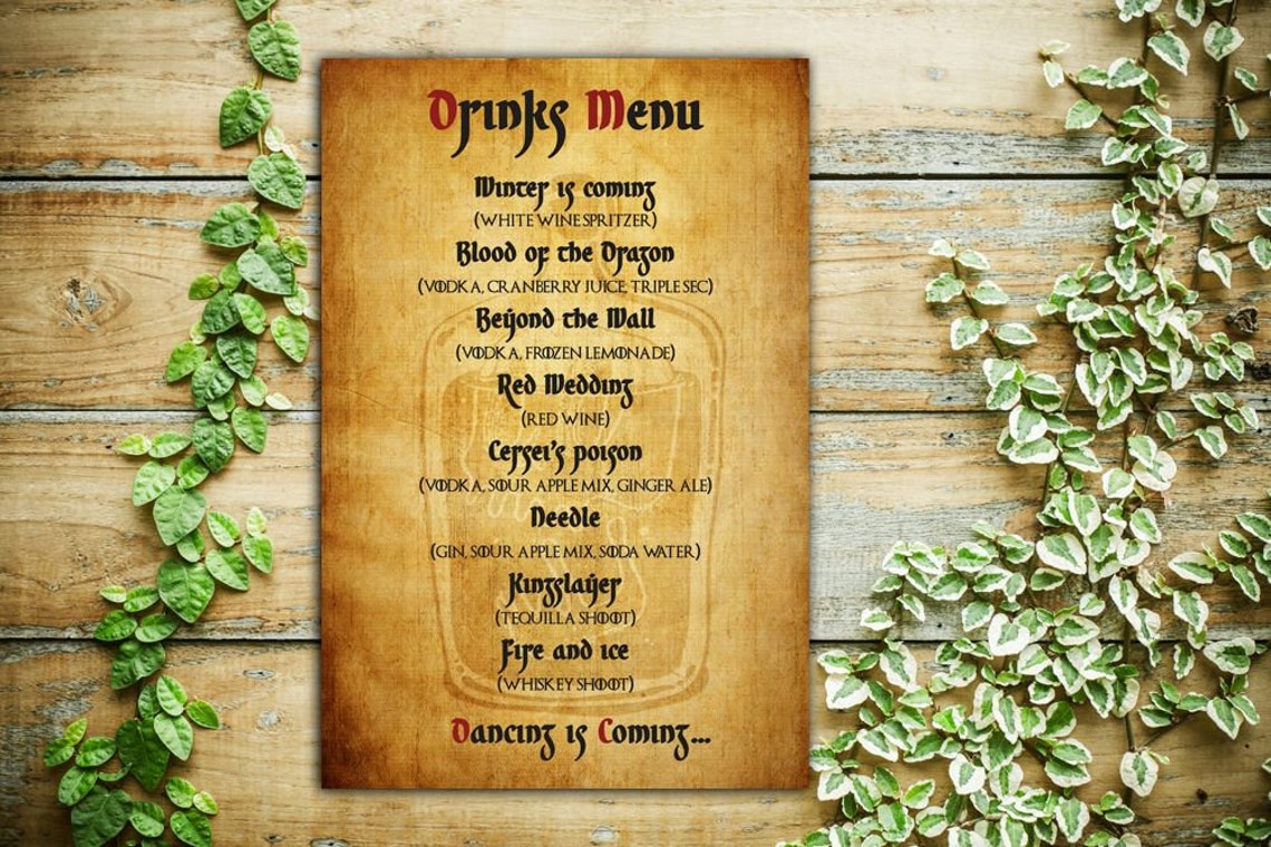 Wedding Drinks Menu Rustic Printable Card Wedding is Coming Etsy