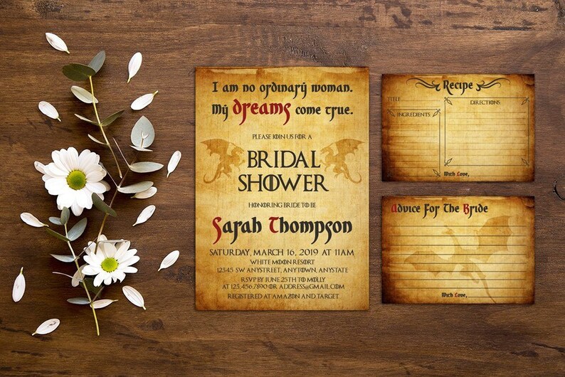 Game of Thrones Bridal Shower Invite Printable Card, GOT, Digital