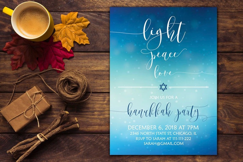 Hanukkah Celebration Invitation, Hanukkah Invite, Happy Hanukkah