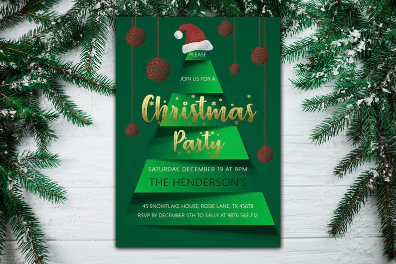Christmas Party Invitation Holiday Party Invite With Etsy