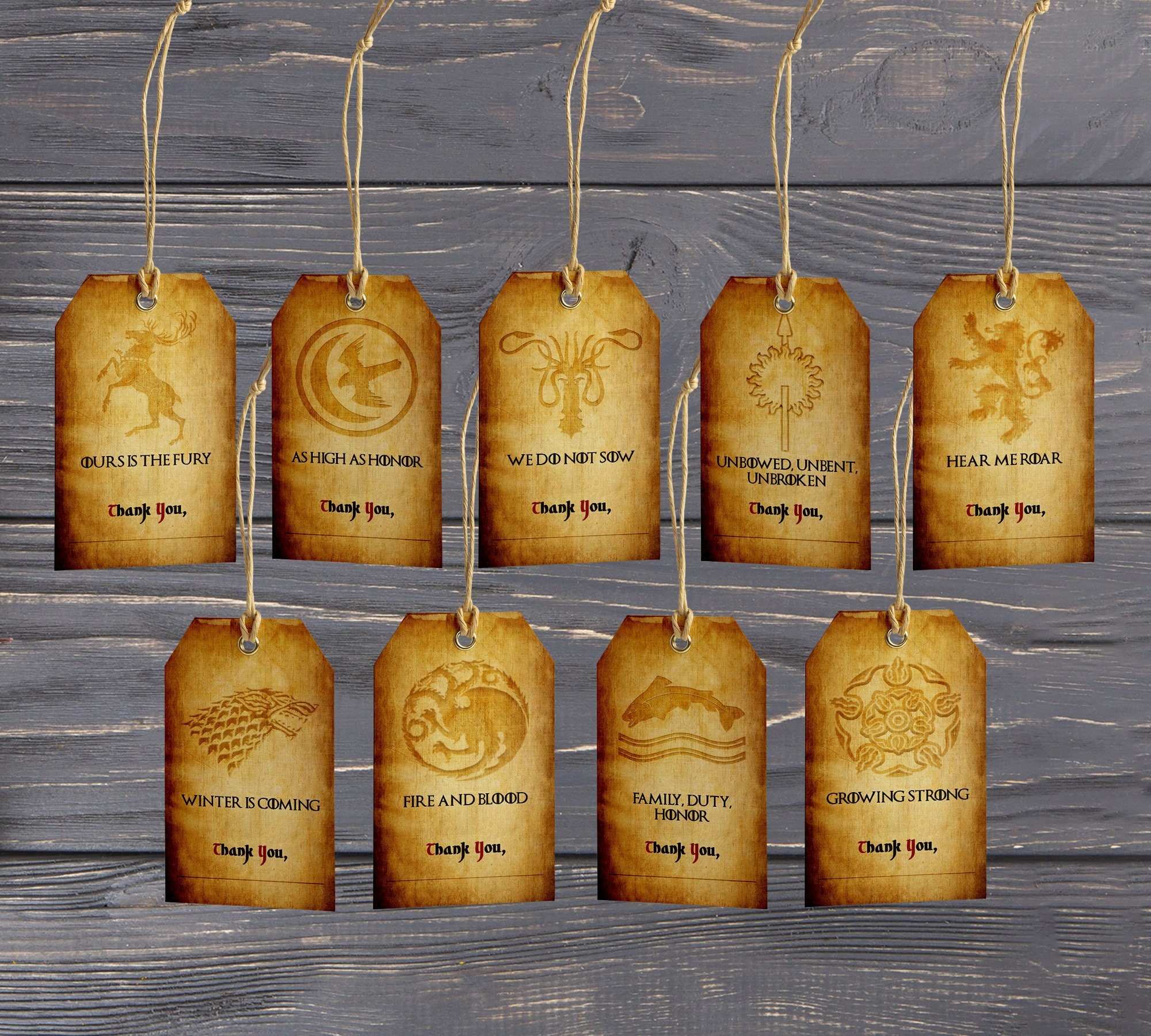 Game of Thrones Instant Download Favor and Gift Tag Printable - Etsy
