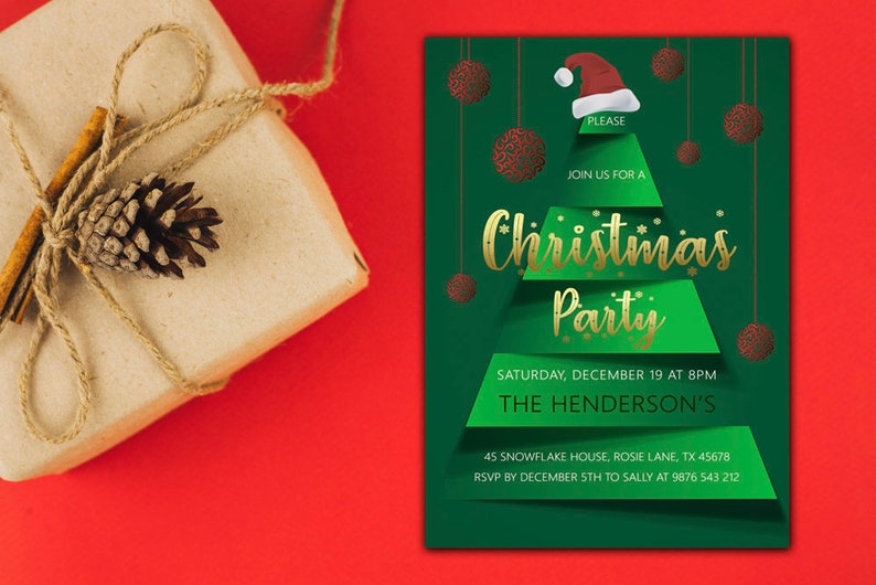 Christmas Party Invitation Holiday Party Invite With Etsy