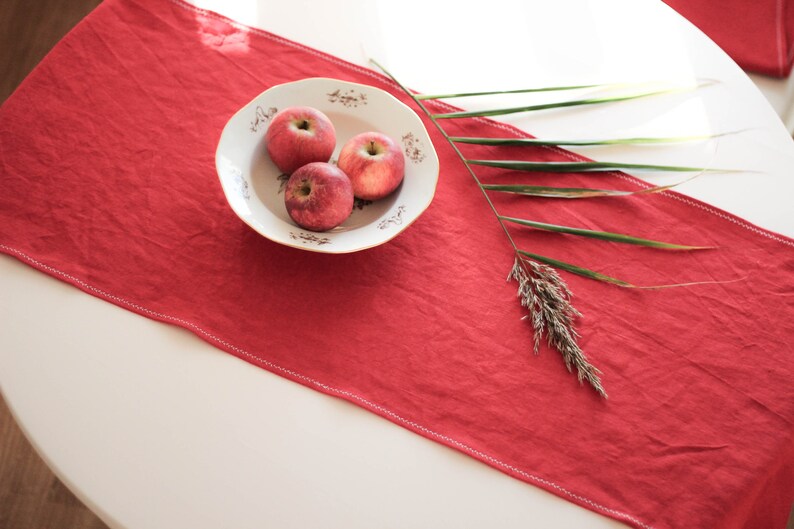 Linen table runner Linen table decor Christmas table decor Zero waste table runner Table linens Sustainable living RUNNER #90