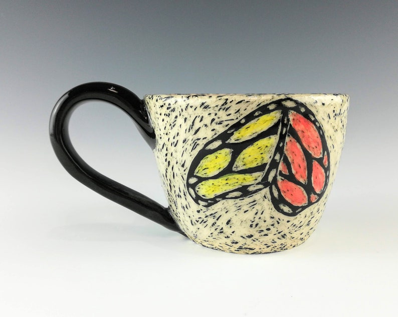 Handmade Ceramic Sgraffito Butterfly Mug image 5