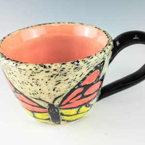 Handmade Ceramic Sgraffito Butterfly Mug image 2