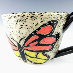 Handmade Ceramic Sgraffito Butterfly Mug image 7