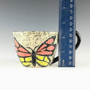 Handmade Ceramic Sgraffito Butterfly Mug image 8