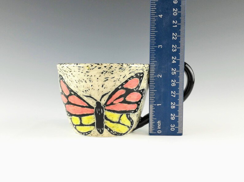 Handmade Ceramic Sgraffito Butterfly Mug image 8