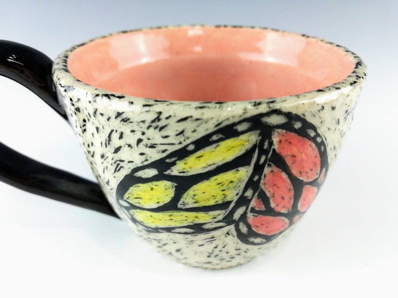 Handmade Ceramic Sgraffito Butterfly Mug image 6