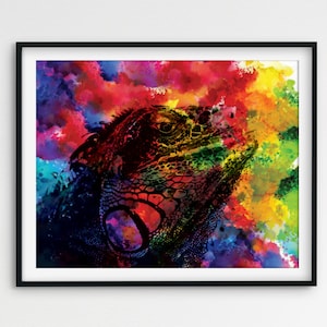 Colorful lizard printable artwork for home design (bedroom, living room). Reptile décor. Desert animal print. Zoology. Reptile illustration