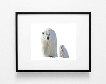 White Bear Print, Baby Polar Bear Poster, Bear Cub Animal Wall Art, Boy Nursery Decor, Arctic Print, Large Poster, Baby Room Art Print