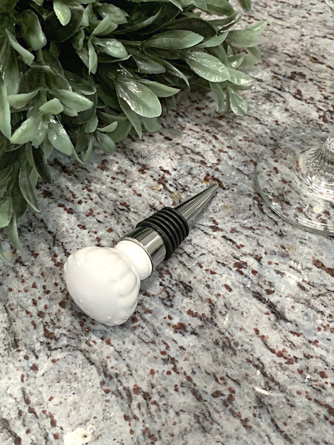 Decorative wine stopper / white ceramic bottle stopper / Wine Etsy