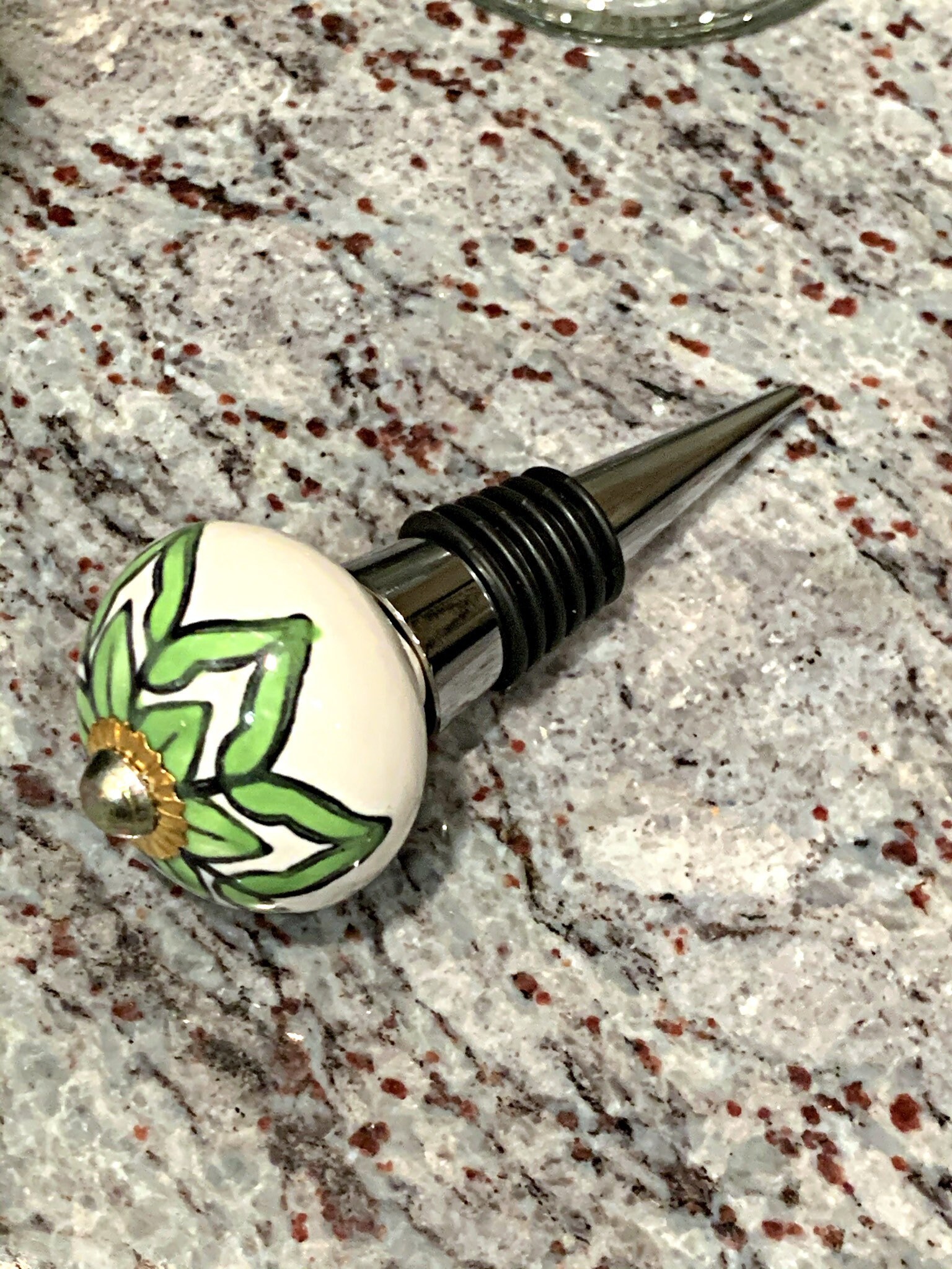 Green patterned wine stopper / Ceramic bottle stopper / Etsy