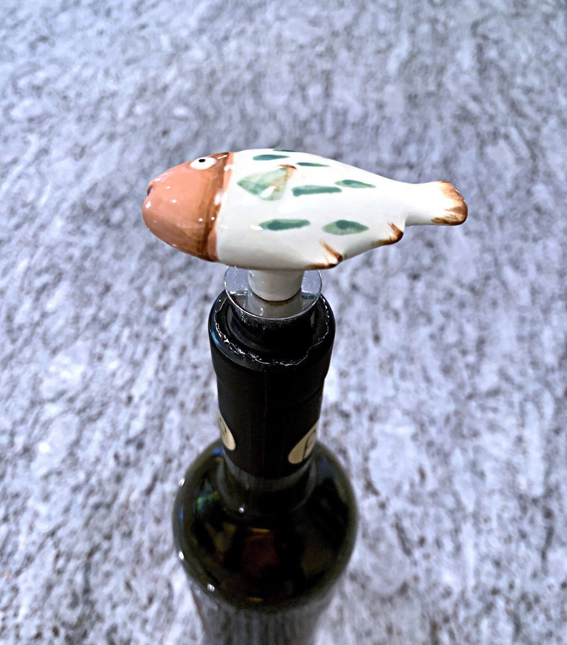Fish wine stopper / Decorative glass top bottle stopper / Etsy
