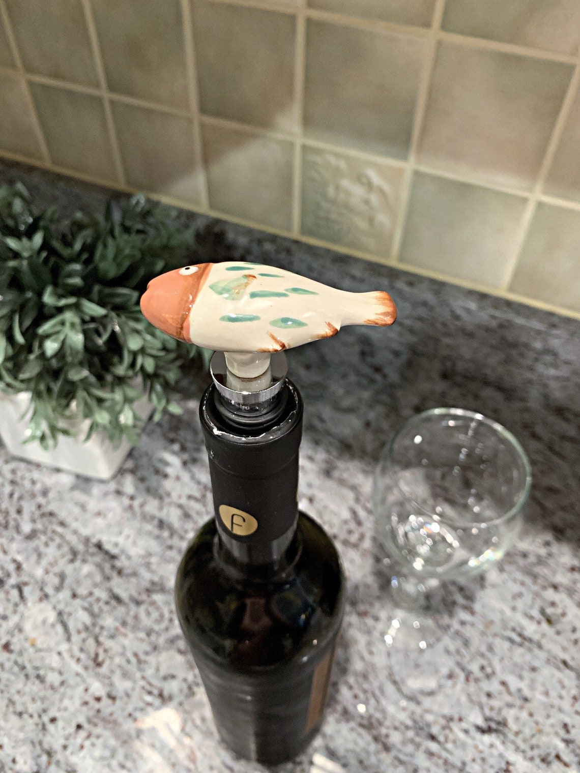 Fish wine stopper / Decorative glass top bottle stopper / Etsy