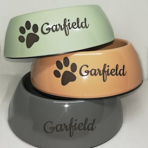 Personalized food bowl/drinking bowl for cats, dogs and small animals with your desired name and motif, in different colors