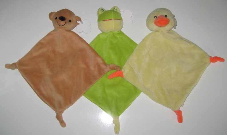 Süßes Schmusetuch Bär, Frosch oder Ente mit Wunschname Bild 2