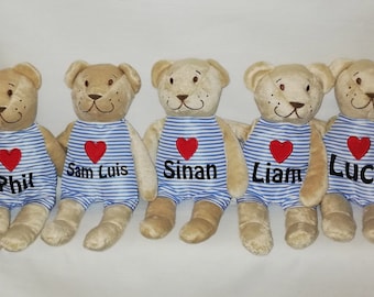 Süßer Teddybär mit Wunschnamen Kuscheltier mit Name zur Geburt, Taufe etc.