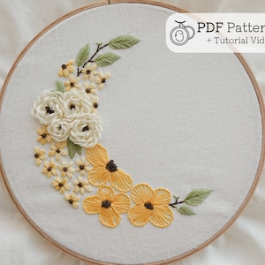 Second project completed! The flower pattern was from an embroidery book  and I rearranged it and added a little bee : r/Embroidery