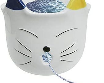 Cat Yarn Bowl, Yarn Bowl for Crocheting and Knitting Made of Ceramic