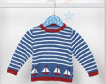 Digitaler Download PDF Segelboot-Pullover Strickmuster PDF – Jungen & Kinder Strickpullover – einfacher digitaler Download DIY-Strickmuster