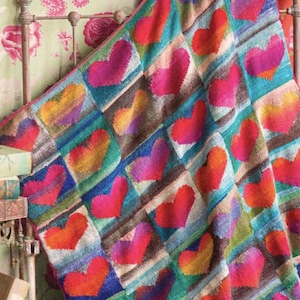 Noro breipatroon hartdeken - gezellige plaid (digitale download)