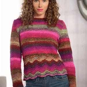 Patrón de tejido para suéter Noro Kureyon: Jersey acogedor (descarga digital)