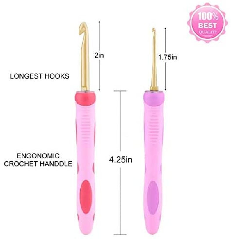Ergonomic Crochet Hook Set; 12 Interchangeable Aluminum Heads Size 2