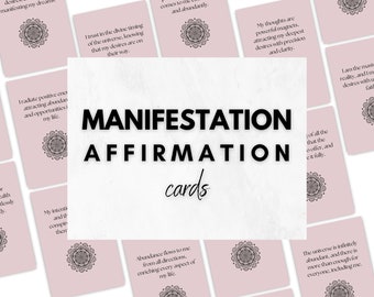 66 Tarjetas de Afirmación de Manifestación, Tarjetas Digitales Imprimibles, Plantillas de Canva