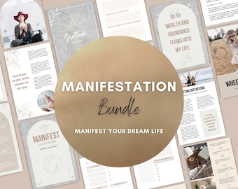 Paquete digital de manifestación: diario de gratitud, libro de trabajo de manifestación, libro electrónico, rueda de la vida