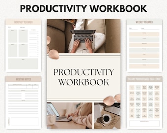 Cuaderno de productividad, producto digital, planificador imprimible