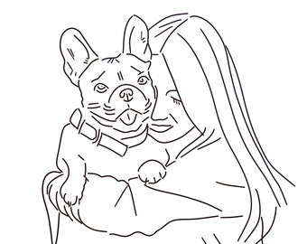 Frenchie mom custom one-line drawing, Personalized one line French bulldog portrait from photo, Minimalist drawing, Personalized gift