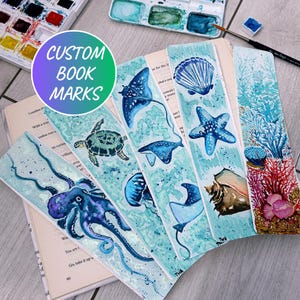 Custom Watercolor Bookmark Set of 5 – Hand-Painted Personalized Bookmarks – Unique Gift for Readers, Teachers, Book Clubs
