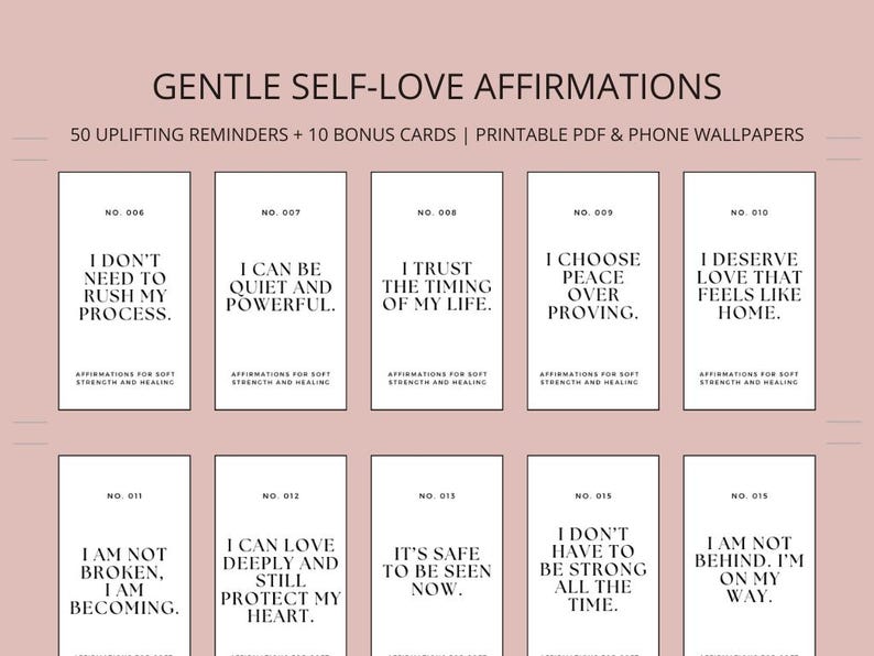 50 Affirmation Cards Printable, Affirmation Cards Digital, Vision Board Printables, Affirmation Cards Deck, Positive Affirmation Cards Pdf
