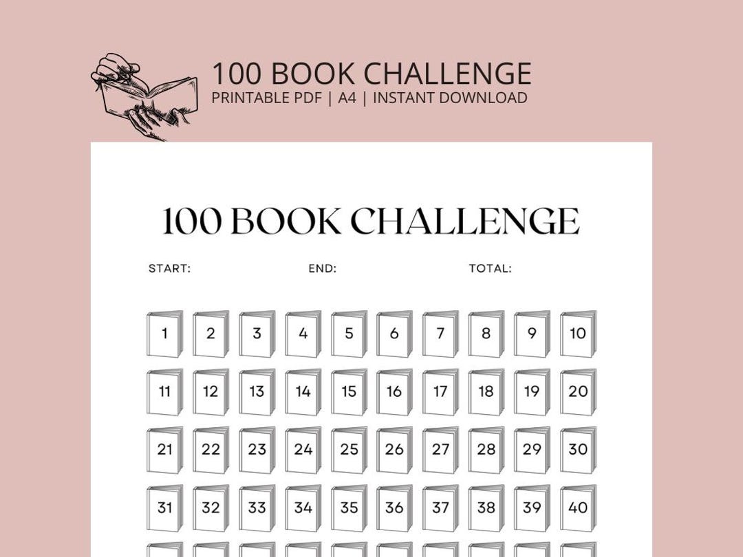 100 Book Challenge Printable | Reading Tracker | Book Log PDF | A4 US ...
