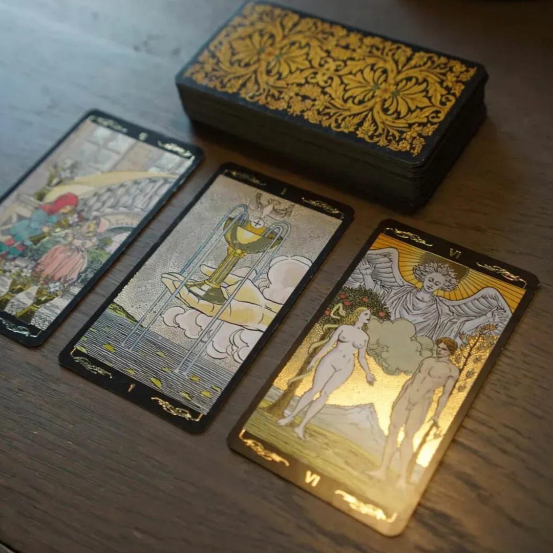 Golden Universal Tarot Deck - Gold Foil Rider Waite Style Cards, Modern ...