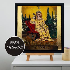 Die Kaiserin Tarot Karte Wand Kunst Leinwand, 3 Major Arcana, Rider wartete Deck, Ölgemälde Original, okkulte Wohnkultur, spirituelles Geschenk für Sie