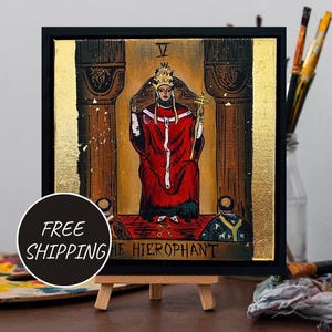 Decorazioni per la casa, arte murale, carta dei tarocchi Il Papa, dipinto a olio dei 5 arcani maggiori, mazzo Rider Waite, decorazioni murali spirituali, regali da strega per lei