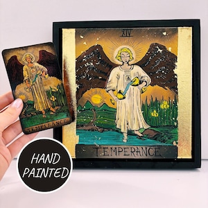 Fantasy Wandkunst, Tarot Karte Temperance 14 Major Arcana Ölgemälde, Rider wartete Deck, gotische Wanddekoration, okkulte Kunst, witchy Geschenke für Sie