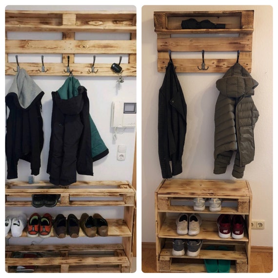 Garderobe Mit Schuhregal Aus Paletten Im Set Etsy