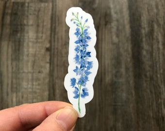 Delphinium Botanical Floral Sticker Waterproof For Water Bottle