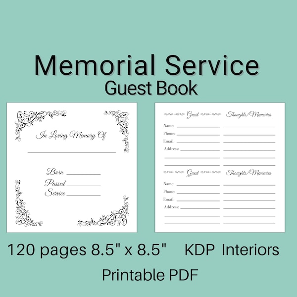 Funeral Guest Book - Etsy