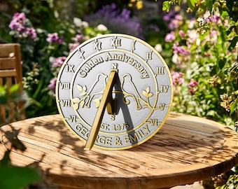 Cadran solaire personnalisé pour anniversaire d'argent, idée cadeau de mariage pour couples, cadeau de célébration, cadran solaire personnalisé
