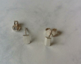 Earrings Silver Facet, Small Studs, Studs Silver Rectangle, Earrings Mini, Jewelry for Ear unisex