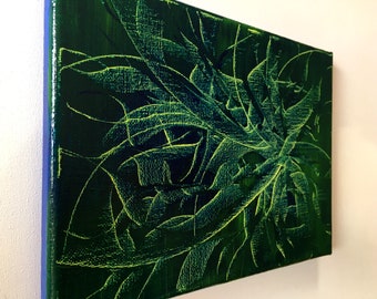Original Abstraktes Bild Gemälde 18x24 cm Wandbild modernes Acrylbild moderne abstrakte Kunst mit knalligen Farben Malerei abstrakt grün