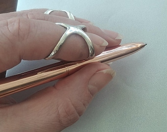 Verstelbare vingersteunring – handgemaakte band van sterlingzilver 925 | Elegante sieraden in vingerstabilisatorstijl voor dagelijks gebruik | Handgemaakt Europa