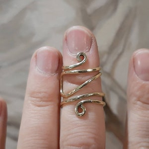 Finger splint brass  hammered textured ring