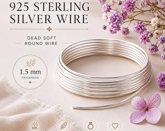 925 Sterling Silver Wire 1.5mm Soft Round Wire | Jewelry Making Silver Wire | Genuine Sterling Silver 925 | DIY Jewelry Supplies