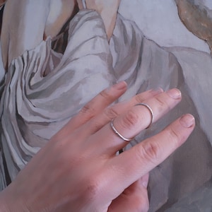 Arthritis finger sterling silver  splint, light adjustable hammered textured ring for &quot;swan neck&quot;